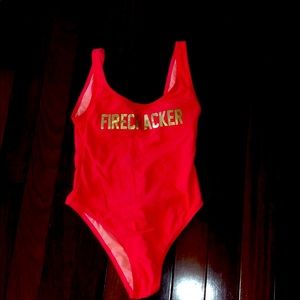 Fire cracker one piece bathing suit